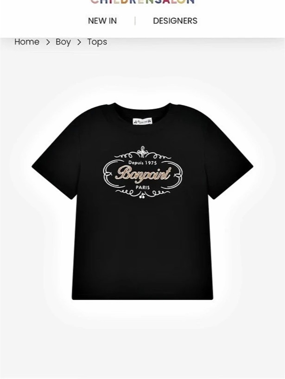 Bonpoint Thibald T-shirt with Heritage Logo Kids Black Graphic Short Sleeve Tee